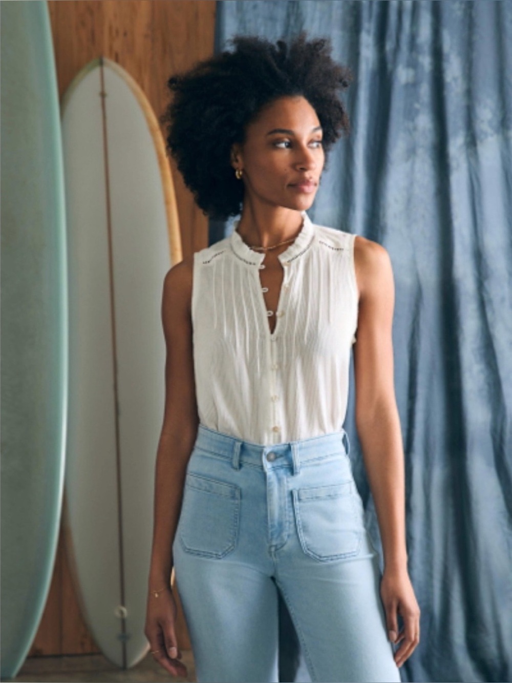 Faherty Willa Sleeveless Top - Organic Cotton